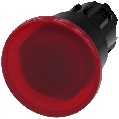 Illuminated mushroom pushbutton, 22 mm, round, plastic, red, 40 mm, latching, Pull-to-unlatch mechanism