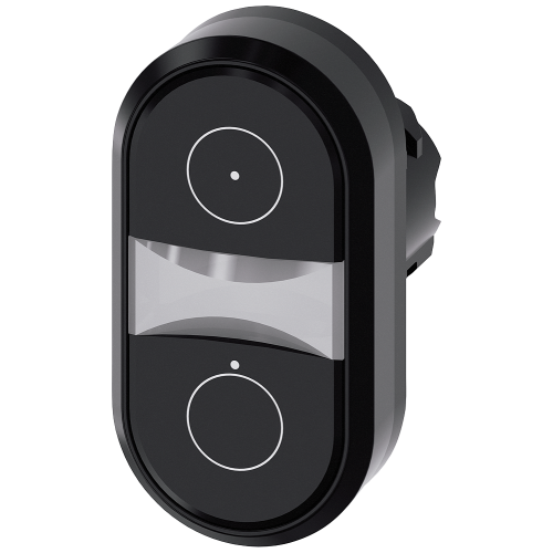 Twin pushbutton, 22 mm, round, plastic, Black: Symbol 5264 IEC 60417, Black: Symbol 5265 IEC 60417, pushbuttons, flat, horizontal installation