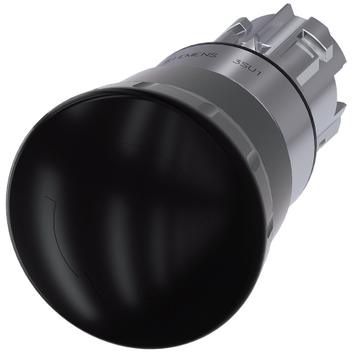 Mushroom pushbutton, 22 mm, round, metal, shiny, black, 40 mm, positive latching, acc. to EN ISO 138