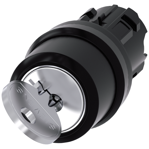 RONIS key-operated switch, 22 mm, round, plastic, lock number SB30, with 2 keys, 2 switch positions O<I, momentary contact type, Actuating angle 45Â°, 10:30h/12h, key removal O, possible special loc