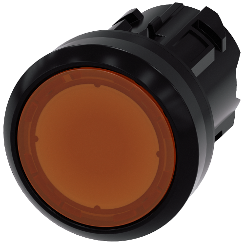 Illuminated pushbutton, 22 mm, round, plastic, amber, pushbutton, flat momentary contact type