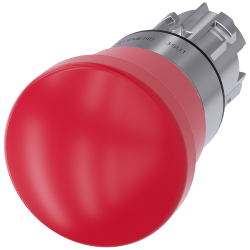 Emergency stop mushroom pushbutton, 22 mm, round, metal, high gloss, red, 40 mm