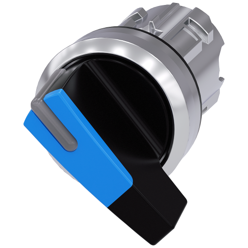 Toggle switch, illuminable, 22 mm, round, metal, high gloss, blue
