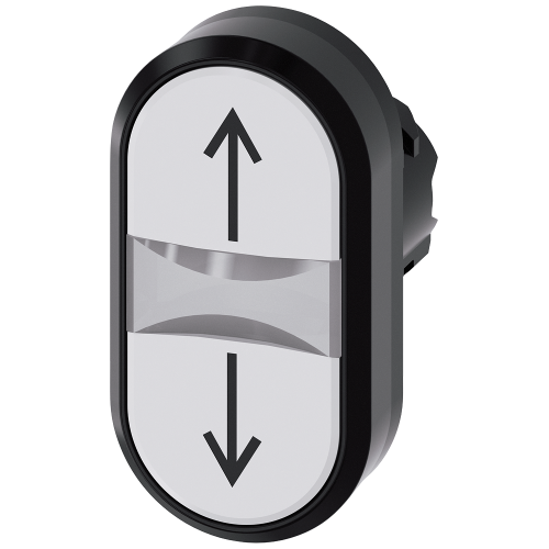 Illuminated twin pushbutton, 22 mm, round, plastic, white: arrow pointing up, white: arrow pointing