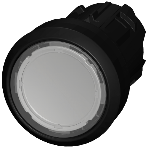 Clear - Plastic push button with flat button, momentary Contact