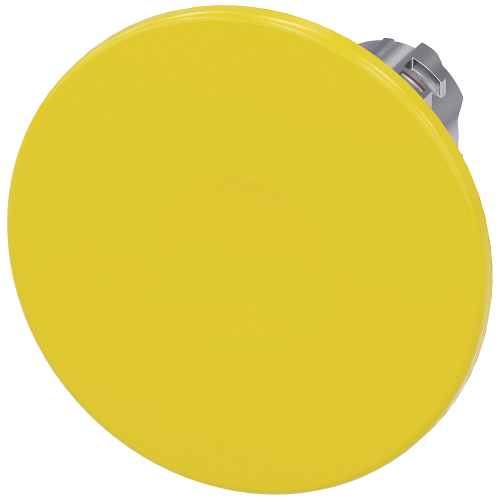 Mushroom pushbutton, 22 mm, round, metal, shiny, yellow, 60 mm, momentary contact type