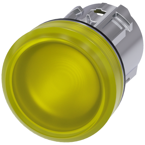 Indicator light, 22 mm, round, metal, high gloss, yellow, lens, smooth