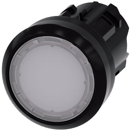 Illuminated pushbutton, 22 mm, round, plastic, white, pushbutton, flat momentary contact type