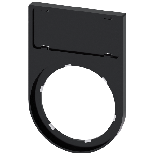 Label holder, 22mm, flat, Frame rounded off at the bottom black, for labeling plate 12.5 mm x 27 mm,