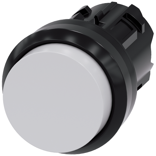 Pushbutton, 22 mm, round, plastic, white, pushbutton, raised, momentary contact type