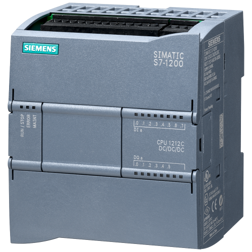 SIMATIC S7-1200, CPU 1212C, DC/DC/DC, 20.4–28.8 V DC; 8 digital, 24 V DC; 6 transistor outputs.