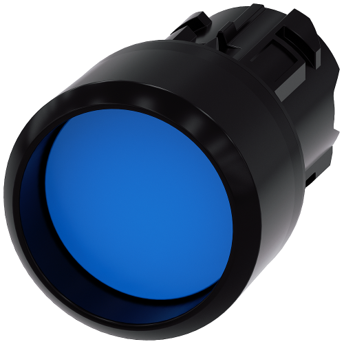 Pushbutton, 22 mm, round, plastic, blue, Front ring, raised momentary contact type