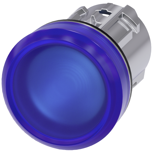 Indicator light, 22 mm, round, metal, high gloss, blue, lens, smooth