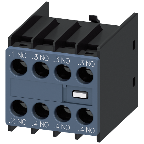 SIRIUS front-mounted auxiliary contact block, 3 NO + 1 NC, screw terminals. For compatible 3RT2 contactors.