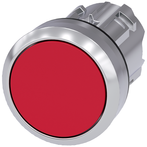 Pushbutton, 22 mm, round, metal, high gloss, red, button