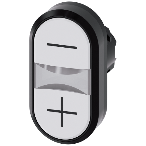 Twin pushbutton, 22 mm, round, plastic, white: -, white: +, pushbuttons, flat