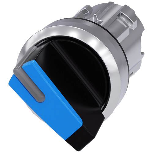 Toggle switch, illuminable, 22 mm, round, metal, high gloss, blue