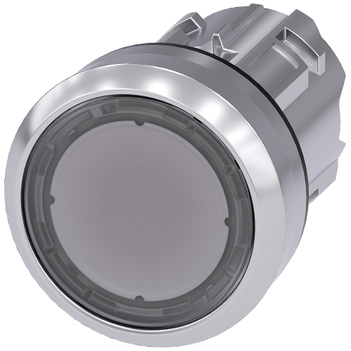 Pushbutton, 22 mm, round, metal, high gloss, clear, button