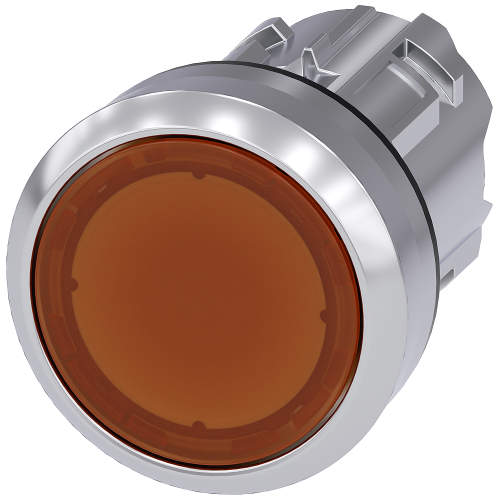 Illuminated pushbutton, 22 mm, round, metal, shiny, amber, pushbutton, flat, momentary contact type
