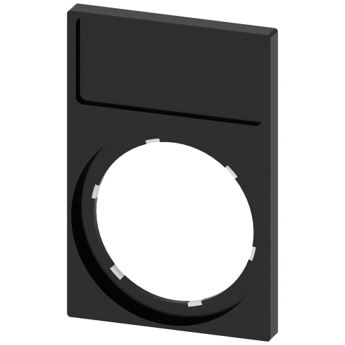 Label holder, 22mm, frame rectangular at the bottom, black, for labeling plate 12.5 mm x 27 mm, for