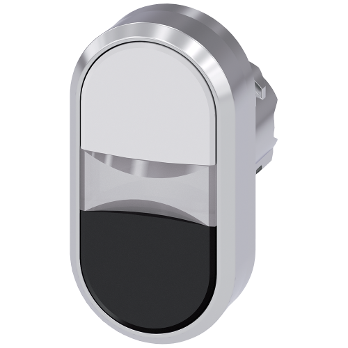 Twin pushbutton, 22 mm, round, metal, high gloss, white, black