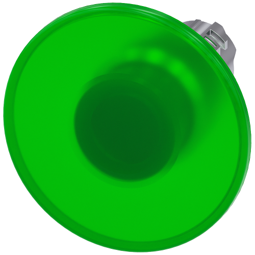 Illuminated mushroom pushbutton, 22 mm, round, metal, shiny, green, 60 mm, momentary contact type