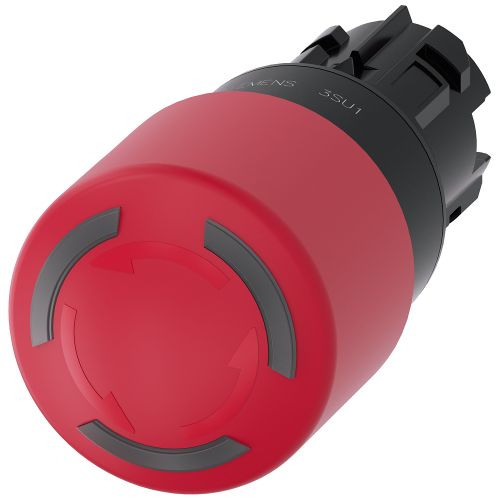 Emergency stop mushroom pushbutton, illuminated, 22 mm, round, plastic, red, 30 mm