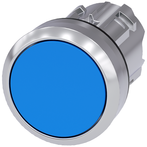 Pushbutton, 22 mm, round, metal, high gloss, blue, button