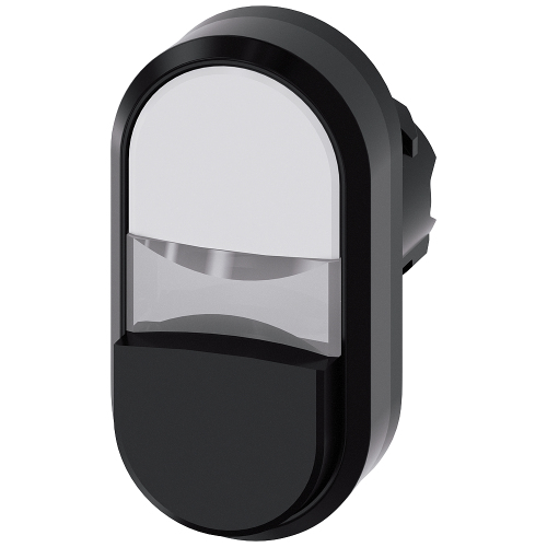 Twin pushbutton, 22 mm, round, plastic, white, black, pushbuttons, flat and raised