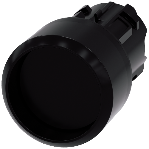 Pushbutton, 22 mm, round, plastic, black, Front ring, raised momentary contact type