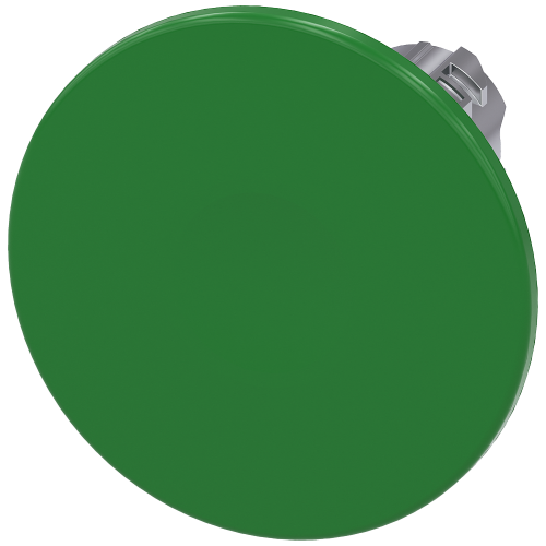 Mushroom pushbutton, 22 mm, round, metal, shiny, green, 60 mm, momentary contact type