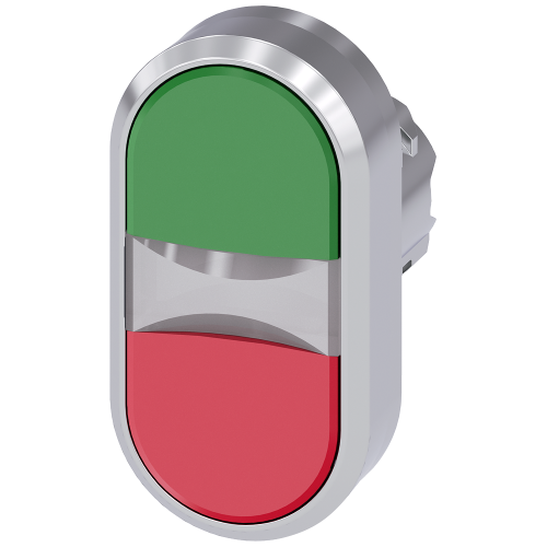 Twin pushbutton, 22 mm, round, metal, high gloss, green, red