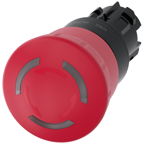 Emergency stop mushroom pushbutton, illuminated, 22 mm, round, plastic, red, 40 mm