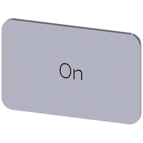 Labeling plate for snapping on or gluing on label holder, Label size 17.5 x 27 mm, silver label, black font, with inscription: On
