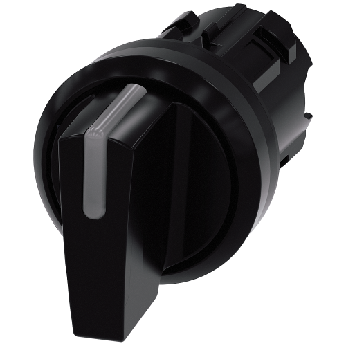 Illuminable selector switch, 22 mm, round, plastic, black, Selector switch short, 3 switch positions
