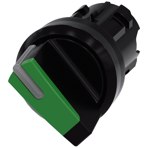Green - Plastic selector switch, can be illuminated, 2 positions I-0, latching