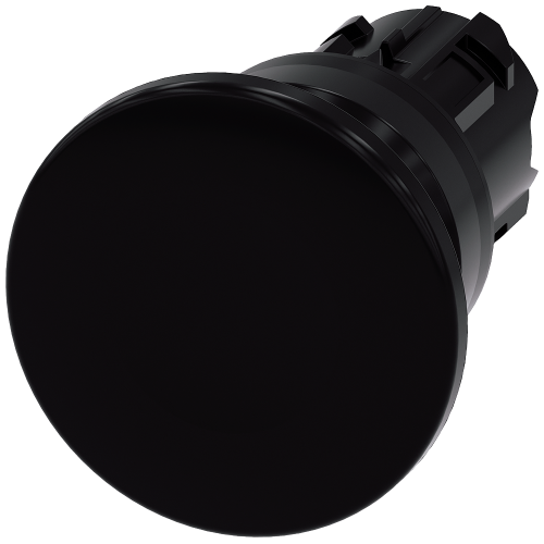 Mushroom pushbutton, 22 mm, round, plastic, black, 40 mm