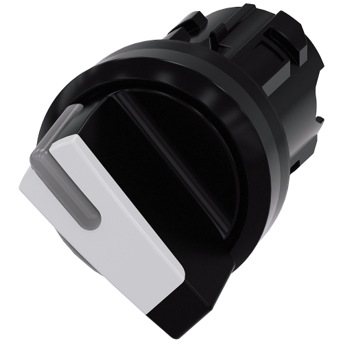 White - Plastic selector switch, can be illuminated, 2 positions I-0, latching