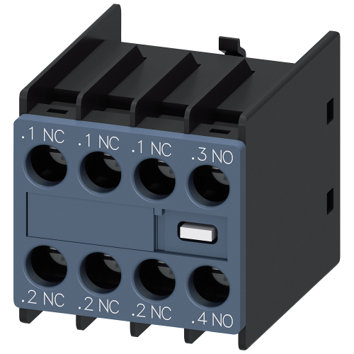 SIRIUS front-mounted auxiliary contact block, 1 NO + 3 NC, screw terminals. For compatible 3RT2 contactors.