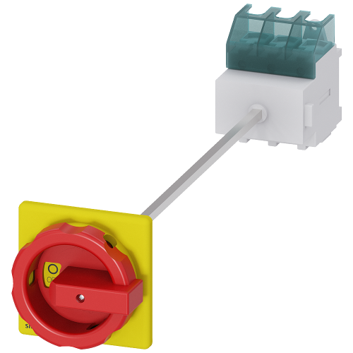 SENTRON 3LD2 switch disconnector, 63 A, 3 pole, door-coupled, red/yellow handle. AC-23A 22 kW at 400 V.