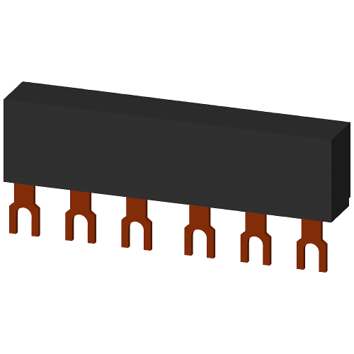 SIRIUS three-phase busbar for 2 screw-terminal S00 / S0 motor protection breakers, 45 mm pitch, 63 A.