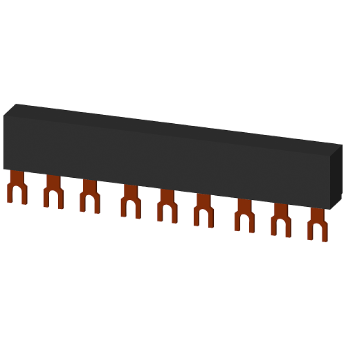 SIRIUS three-phase busbar for 3 screw-terminal S00 / S0 motor protection breakers, 45 mm pitch, 63 A.