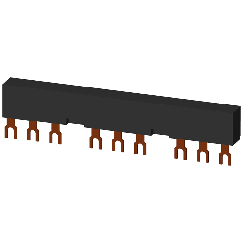 SIRIUS three-phase busbar for 3 screw-terminal S00 / S0 motor protection breakers, 55 mm pitch, 63 A.