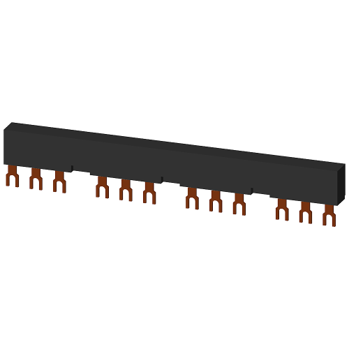 SIRIUS three-phase busbar for 4 screw-terminal S00 / S0 motor protection breakers, 55 mm pitch, 63 A.