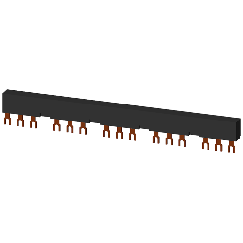 SIRIUS three-phase busbar for 5 screw-terminal S00 / S0 motor protection breakers, 55 mm pitch, 63 A.