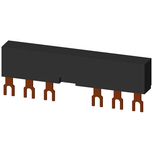 SIRIUS three-phase busbar for 2 screw-terminal S00 / S0 motor protection breakers, 63 mm pitch, 63 A.
