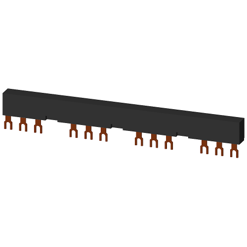 SIRIUS three-phase busbar for 4 screw-terminal S00 / S0 motor protection breakers, 63 mm pitch, 63 A.