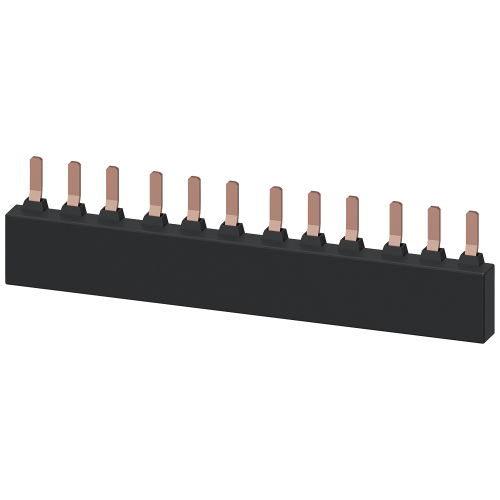 SIRIUS three-phase busbar for 4 screw-terminal S2 motor protection breakers, 55 mm pitch, 108 A.