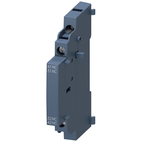 SIRIUS auxiliary switch, 2 NC, left side mounting, screw terminals. For 3RV2 sizes S00–S3.