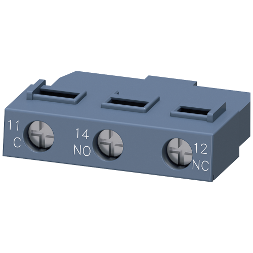 SIRIUS auxiliary switch, 1 CO, front / transverse mounting, screw terminals. For 3RV2 sizes S00–S3.